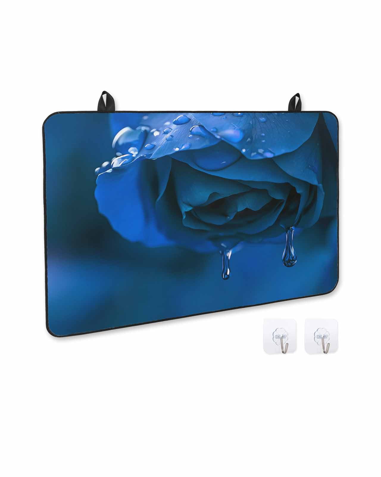 nqOlkjepod Large Induction Cooktop Protector Mat 24"x21", Blue Rose Stove Top Covers for Electric Stove, Elegance Fantasy Flowers Romantic Decorative Stove Burner Cover Mats, Glass Top Stove Cover