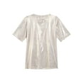 thumbnail image 7 of Zaldita Women's Shiny Metallic Short Sleeve T-shirt Holographic Top Blouse Dancewear Rave Festival Champagne XL, 7 of 7