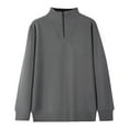 thumbnail image 5 of Miluxas Men's Quarter Zip Up Pullover Mock Neck Sweatshirts Warm Midweight Long Sleeve Shirt Dark Gray XL(XL), 5 of 9