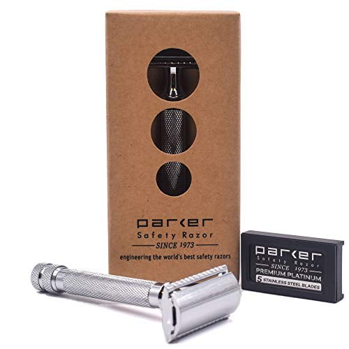 Parker 91R Super Heavyweight Double Edge Safety Razor & 5 Parker Premium Blades