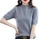 thumbnail image 1 of Xishao Suéter de punto de lana de cachemira con cuello redondo para mujer, manga corta, holgado, color liso, casual Xishao ropa, 1 of 2