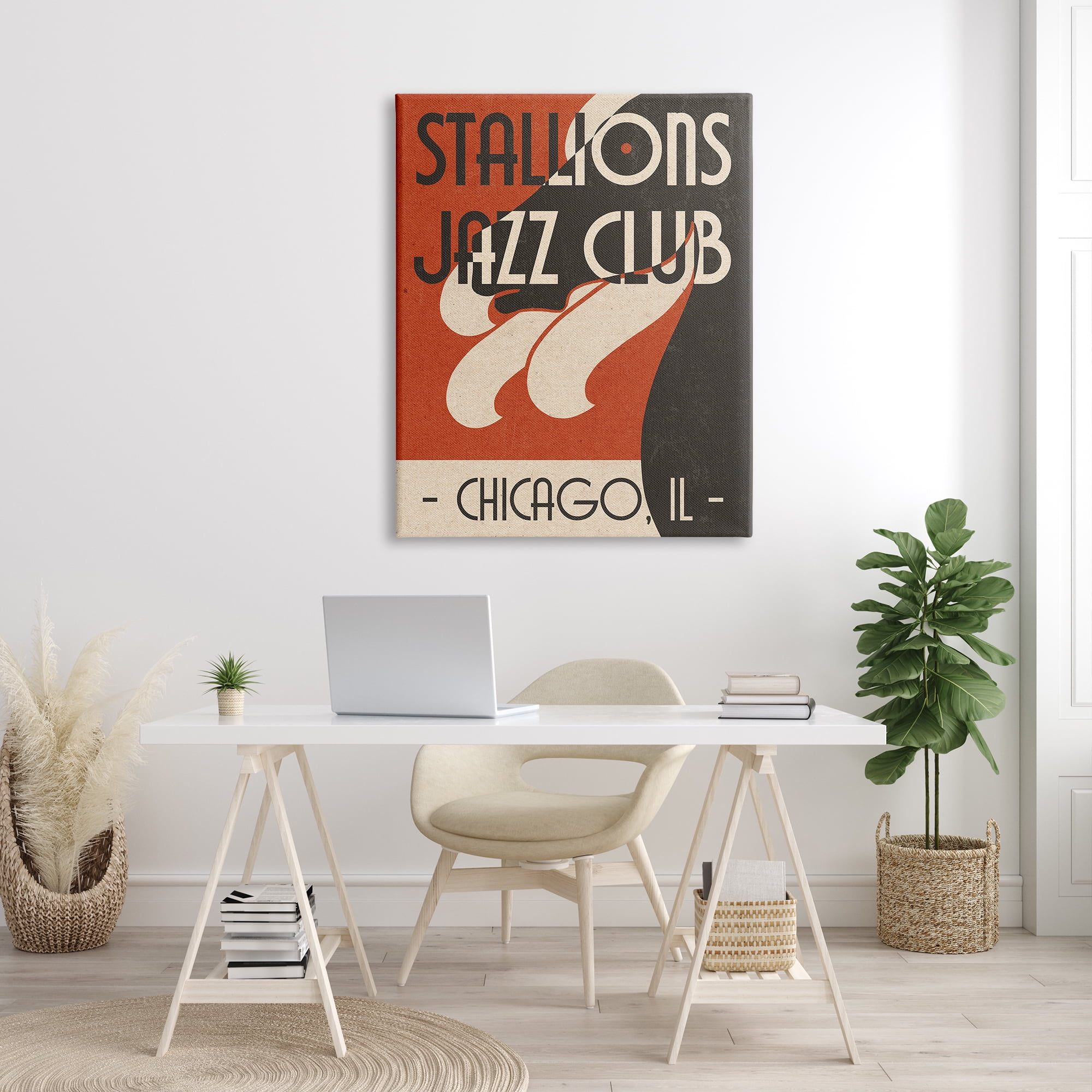 Stupell Industries Stallions Jazz Club Retro Abstract Horse Chicago Illinois, 36 x 48, Design by Daphne Polselli
