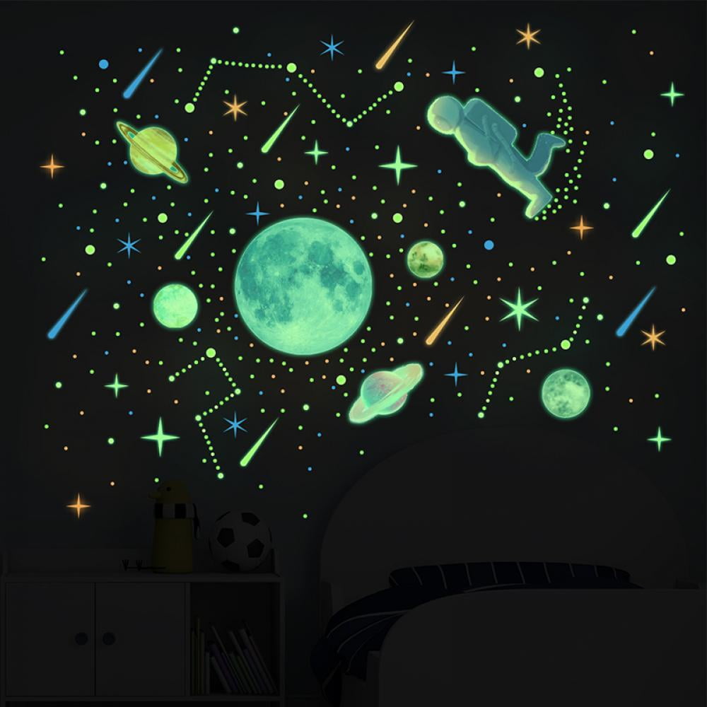 838 PCS Glow in The Dark Stars For Ceiling, Glowing Stars For Ceiling Planets, Solar System Galaxy Space Nursery Wall Stickers Rocket Astronaut Kids Girls Boys Room Decorations for Bedroom