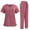 Pink, variant on MLQIDK Khaki Scrubs Sets for Women Plus Size Nursing Uniforms Petite V Neck Scrub Pants and Tops Scrub Joggers Medical Scrub Sets with Pockets Khaki M