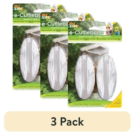 (3 pack) Penn-Plax Bird-Life Natural E Cuttlebones, Omega 3 and Vitamin B1- Great for All Birds, 2 Pack