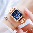 thumbnail image 2 of Watches for Women Rose Gold Square Stainless Luxury Fashion Diamond Analog Quartz Waterproof Dress Casual Small Simple Ladies Female Wife Gifts Gold Wrist Watch, 2 of 7