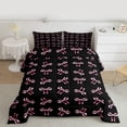 thumbnail image 2 of jejeloiu Cute Bowtie Print Twin Comforter Sets,Black Pink Bedding Set For Kids Reversible 2-Piece, 2 of 8