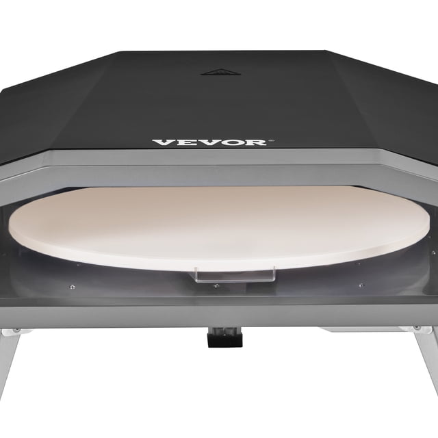 Horno de pizza portátil de 16 pulgadas a gas estándar americano negro + acero inoxidable color original acero inoxidable 430 + placa fría rociadora sin electricidad y sin enchufe