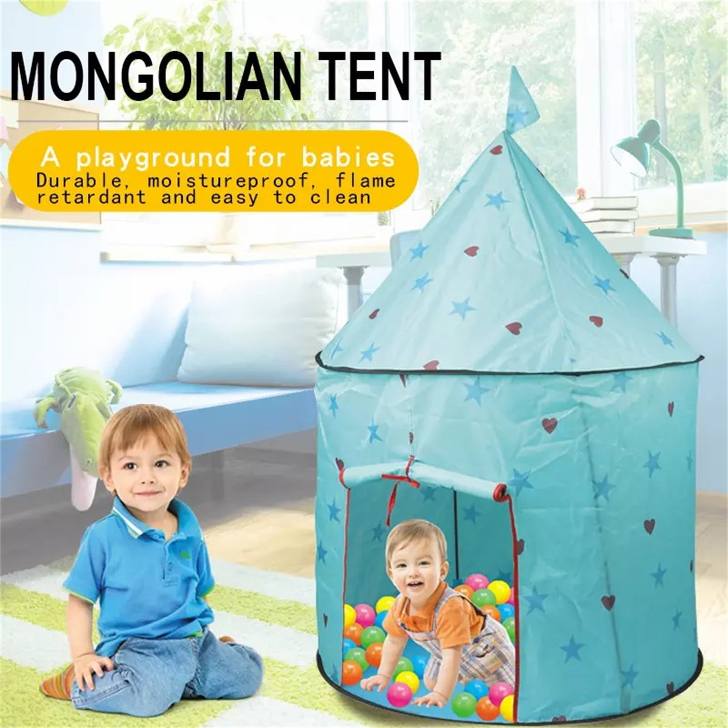 CIPACHO 52" Kids Play Tent for Girls Boys, Foldable Princess Tents Playhouse Flower Castle Teepee for Indoor Outdoor, Blue CIPACHO 52" Kids Play Tent for Girls Boys, Foldable Princess Tents Playhouse Flower Castle Teepee for Indoor Outdoor, Blue