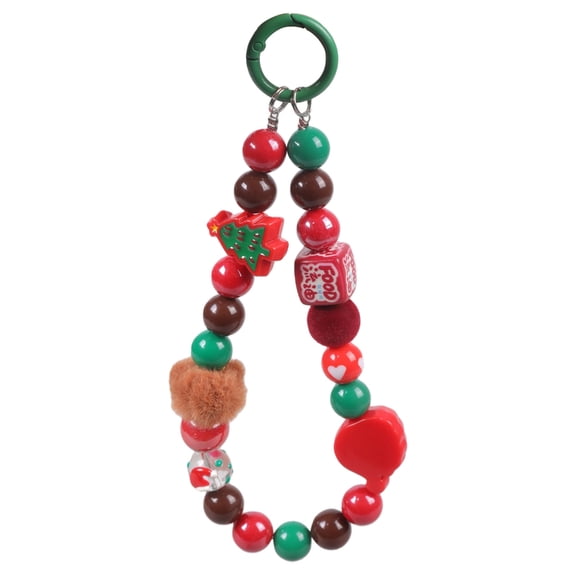 Handmade Beaded Phone Chain Pendant Christmas Lanyard Cellphone Rope Bracelet Fashion Keyring For Girl Jewelry Collector