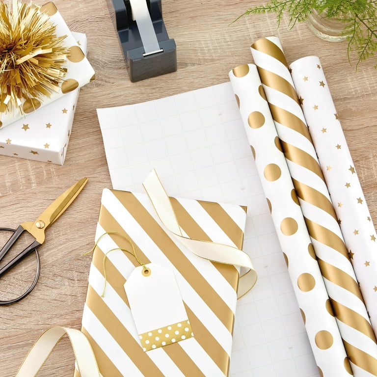 Navy and Gold 3-Pack Wrapping Paper, 105 sq. ft. total - Wrapping