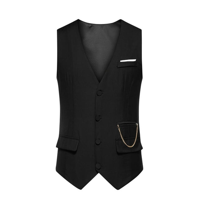 FAIWAD Gilet Classique pour Homme Formel d'Affaires Sans Manches Vintage Veste Gilet à Boutons devant Col en V Ajusté Gilet de Complet