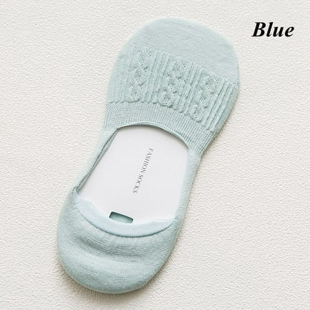 

Women Breathable Non-slip Invisible Cotton Boat Socks Ankle Hosiery Low Cut BLUE