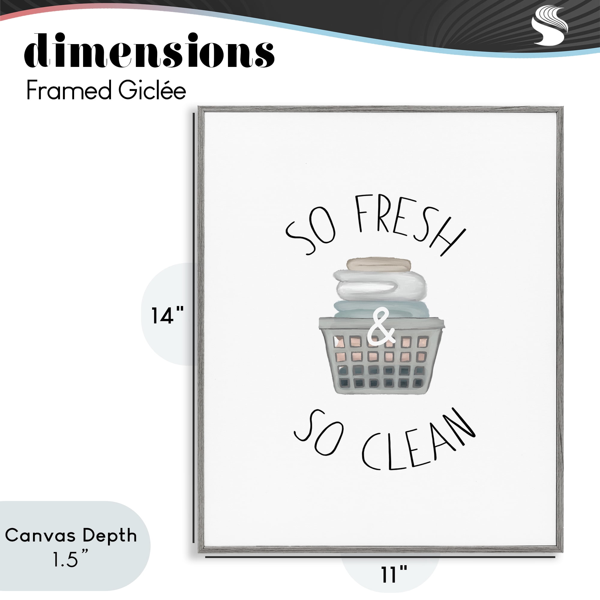 Stupell Industries So Fresh Laundry Basket Gray Framed Giclee Art, design by Elizabeth Medley