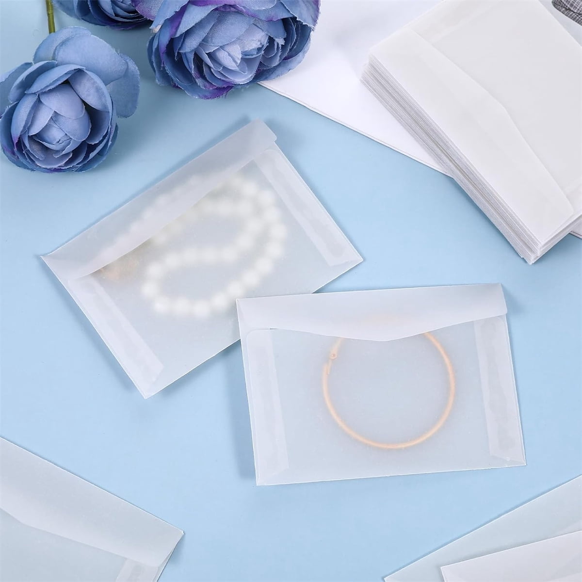 Reusable Glassine Envelopes (100-Pack),5.1x3.15 Inch Stamp Collections Sleeves,Greeting Card and Invitation Envelopes for Wedding,Birthday,Graduation Parties