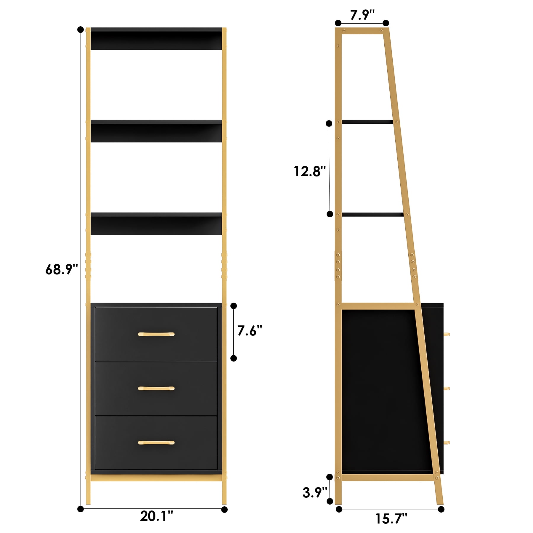 Homfa Tall Modern Bookshelf, 3-Tier Display Shelf with 3 Homfa Tall Modern Bookshelf, 3-Tier Display Shelf with 3