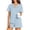 Blue, variant on Retro Polka Dot Pajama Set for Women - Short Sleeve Button Down Sleep Shirt & Ruffle Shorts, 2-Piece Loungewear Set Brown XXL