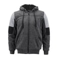 thumbnail image 2 of Men’s Two Tone Warm Soft Sherpa Lined Moto Quilted Zipper Fleece Hoodie Jacket (MSM-40-3 Heathered Black, S), 2 of 6