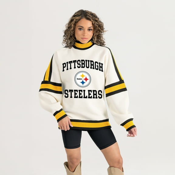 Women's Gameday Couture White Pittsburgh Steelers Oversized Vivid Motion Sweatshirt