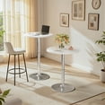 thumbnail image 7 of Homall 2 Pieces Bar Table Height Adjustable Bistro Pub Table Cocktail Round Table with Metal Base, White/Sliver, 7 of 7
