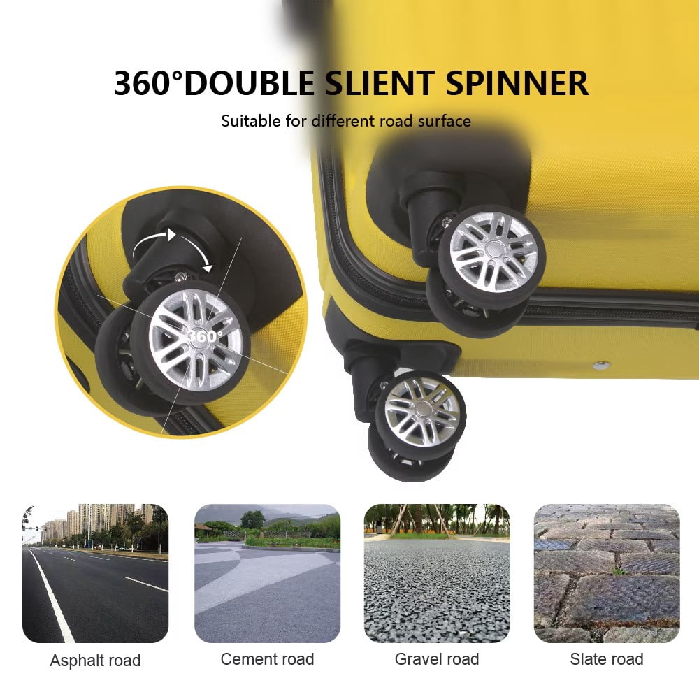 Avobird 3-Piece 20''24''28'' Hardshell Luggage Sets for Business, Trip, Lightweight Suitcase with Rolling Wheels TSA Lock & Moulded Corner, Yellow