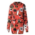 thumbnail image 3 of Halloween Sweatshirts--Women Long Sleeve Hooded Pockets Pullover Hoodie Dress Tunic Sweatshirt Autumn Long Hooded Tops, 3 of 5