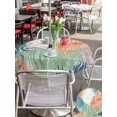 thumbnail image 4 of Outdoor Tablecloth with Umbrella Hole & Zipper, Orange Green Blue Palm Leaves Round Tablecloth 60 Inch, Summer Tropical Botanical Patio Table Cover Waterproof Table Cloth for Picnic/Party, 4 of 7