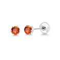 thumbnail image 5 of Gem Stone King Orange Sapphire Platinum Stud Earrings for Women Men | 0.32 Cttw | Gemstone September Birthstone | Round 3MM, 5 of 6