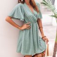 thumbnail image 5 of SMihono Robe d'Été Grande Taille pour Femmes 2023 Mode Imprimée Décontractée Printemps et Été Col en V Manches Courtes Longueur Genou, 5 of 5