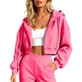 thumbnail image 2 of Cropped Zip Up Hoodie Women Long Sleeve Drop Shoulder Casual Hooded Sweatshirt Y2k Crop Jacket Fall Winter Coat Outerwear, 2 of 5