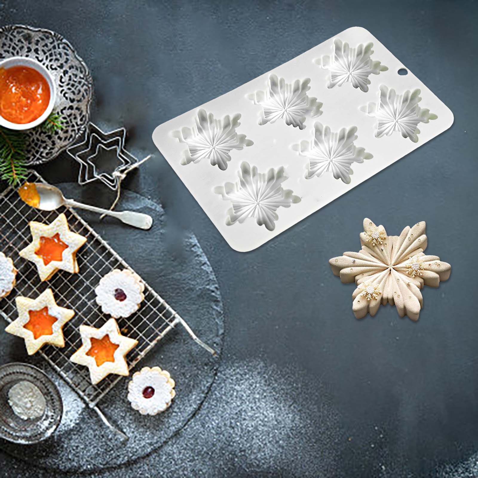 2 Moules à Fleurs En Silicone Qualité Alimentaire - Forme Poinsettia (Noël) - Pour Gâteaux, Chocolats, Résine - 6,3 Cm Et 7,4 Cm - 8