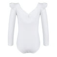 thumbnail image 2 of YONGHS Girls Long Sleeve Ballet Leotard Dance Top Gymnastics Bodysuit Ballerina Romper Team wear White 11-12, 2 of 7