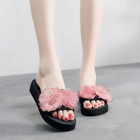 

Foraging dimple Women Slippers Flower Beach Ladies Slippers Flip Flops Beach Shoes Sandals Slippers Pink