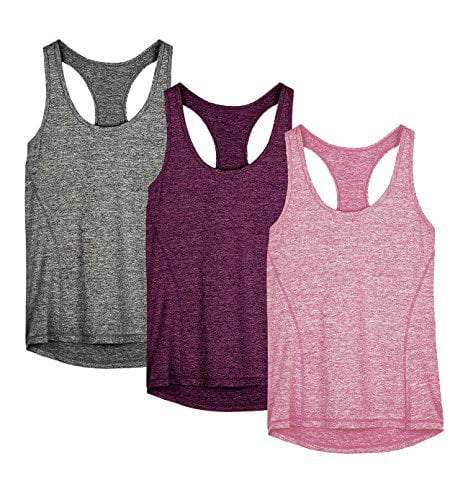 icyzone Workout Tank Tops for Women Pack of 3 Running Exercise Gym Shirts Racerback Athletic Yoga Tops