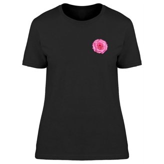 Big Pink Rose With Black Leaves T-Shirt Women -Image by