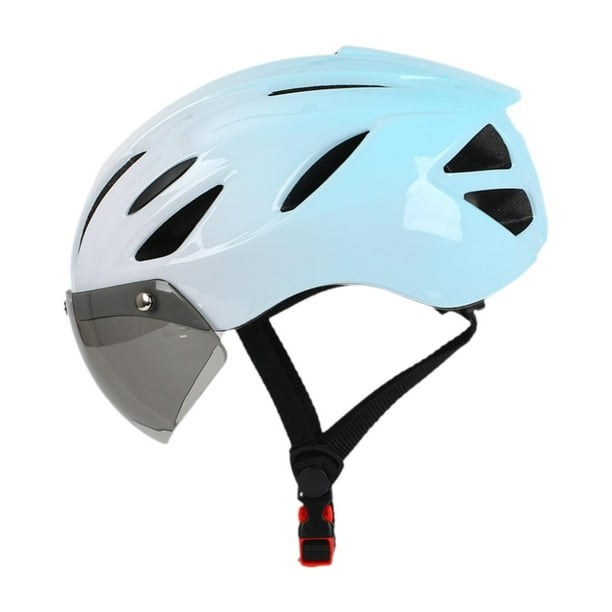 Casco de bicicleta con visera, correa ajustable, ventilación, ligero, para ciclismo Azul