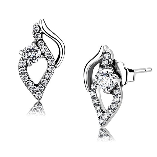 Boucles d'Oreilles en Acier Inoxydable avec AAA Grade CZ in Clear