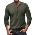 thumbnail image 2 of RYRJJ Mens Henley Shirts Long Sleeve T Shirt Fashion Casual Slim Fit Lightweight Basic Plain Pullover Tee Shirts(Army Green,XL), 2 of 8