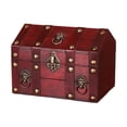 thumbnail image 3 of GUOOL Pirate Treasure Chest Solid Wood Handmade Photo Props Decorative Storage Box Red, 3 of 9
