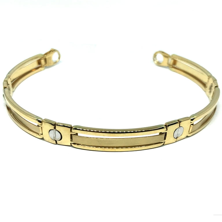14k Yellow And White Gold Nail Head Mens Bracelet 8.25