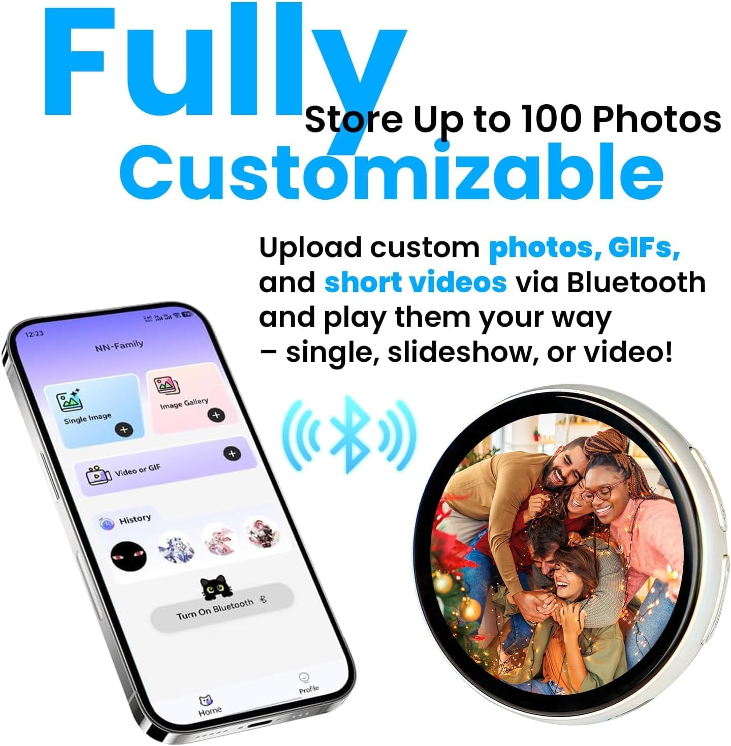 2026 New Electronic Badge Digital Display Pin, with 1.8'' IPS Touch Screen, Bluetooth App Control, Customizable Photo Slideshow & Video Display,for Keychain/Backpack/Ita Bag Accessory