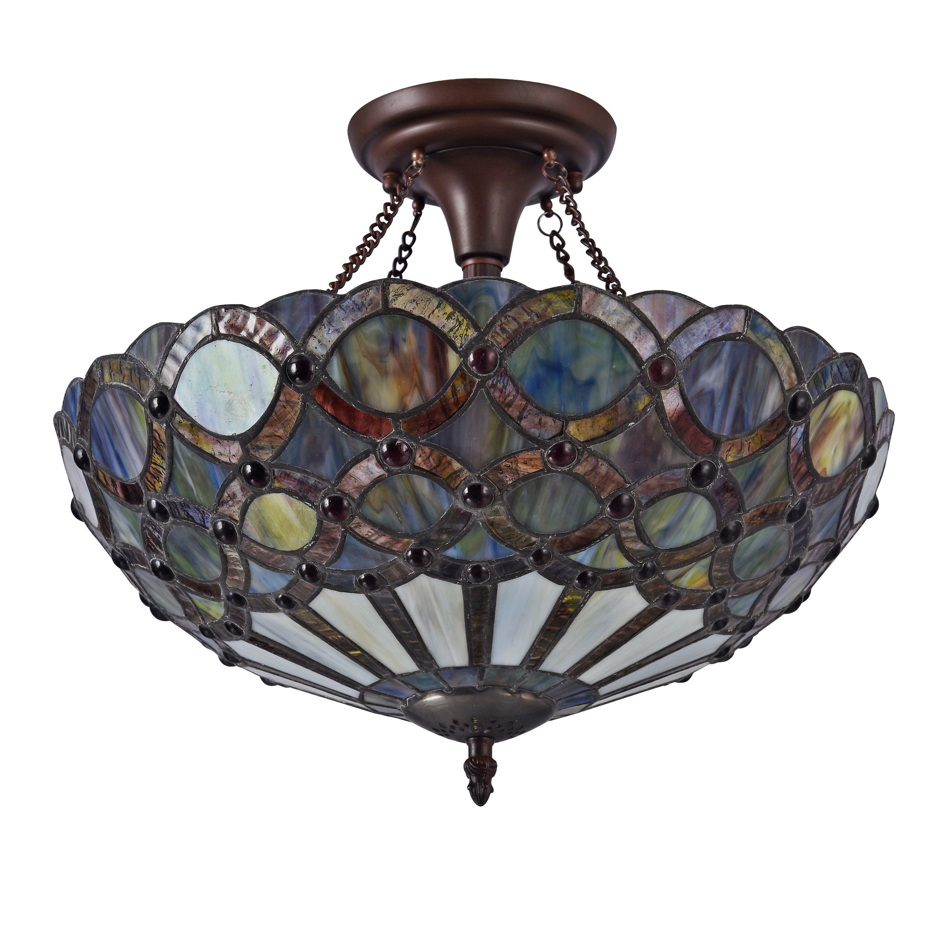 RADIANCE Goods Tiffany-Style 2 Light Semi-Flush Ceiling Fixture 16" Shade