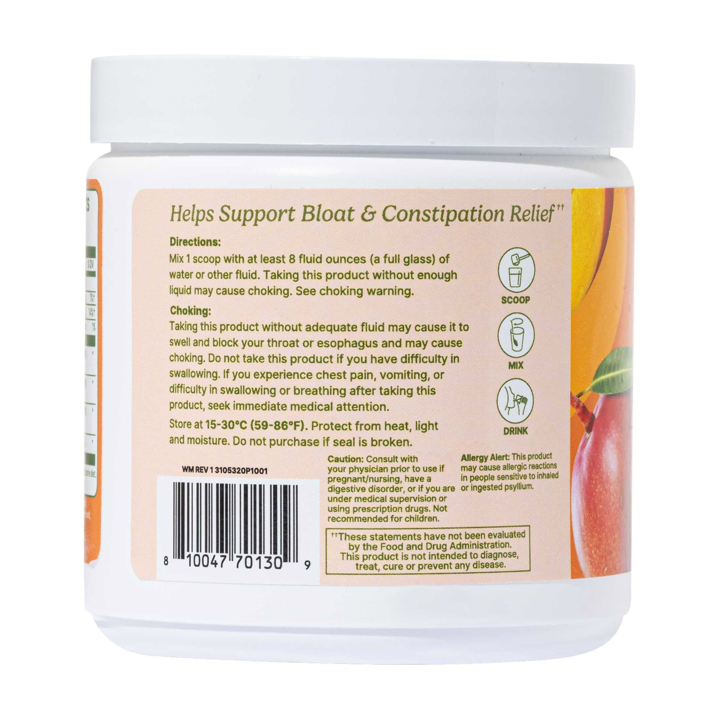 Santo Remedio Colon Plus Detoxifying Fiber Blend with Psyllium Seed Husk, Mango, 1 Container