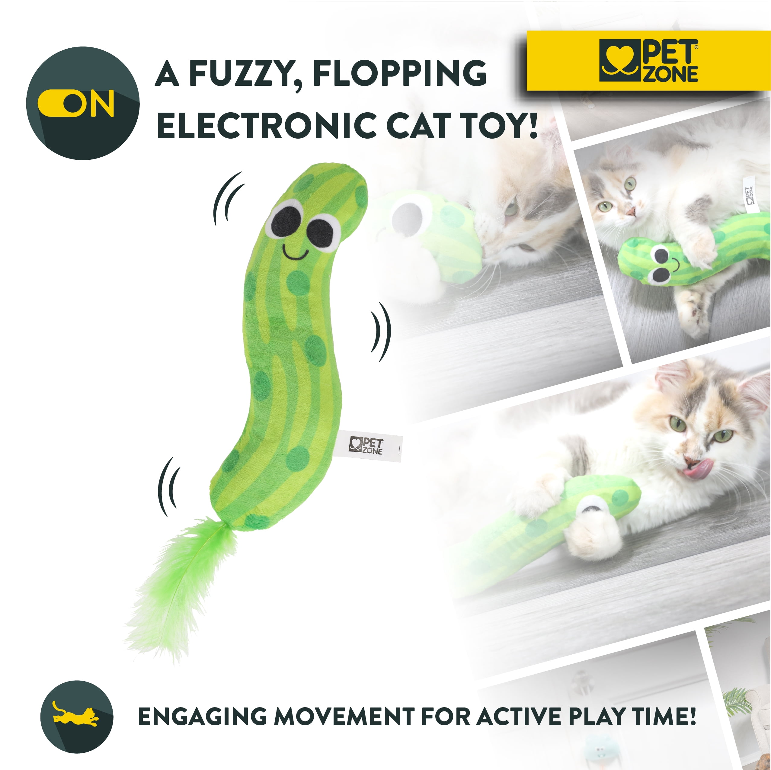 Pet Zone Catnip Jumbo Pickle Kicker Cat Toy, Green