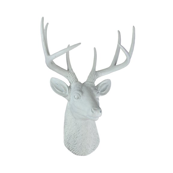 Zeckos White Deer Head Wall Mount 8 Point Antler Faux Taxidermy Sculpture