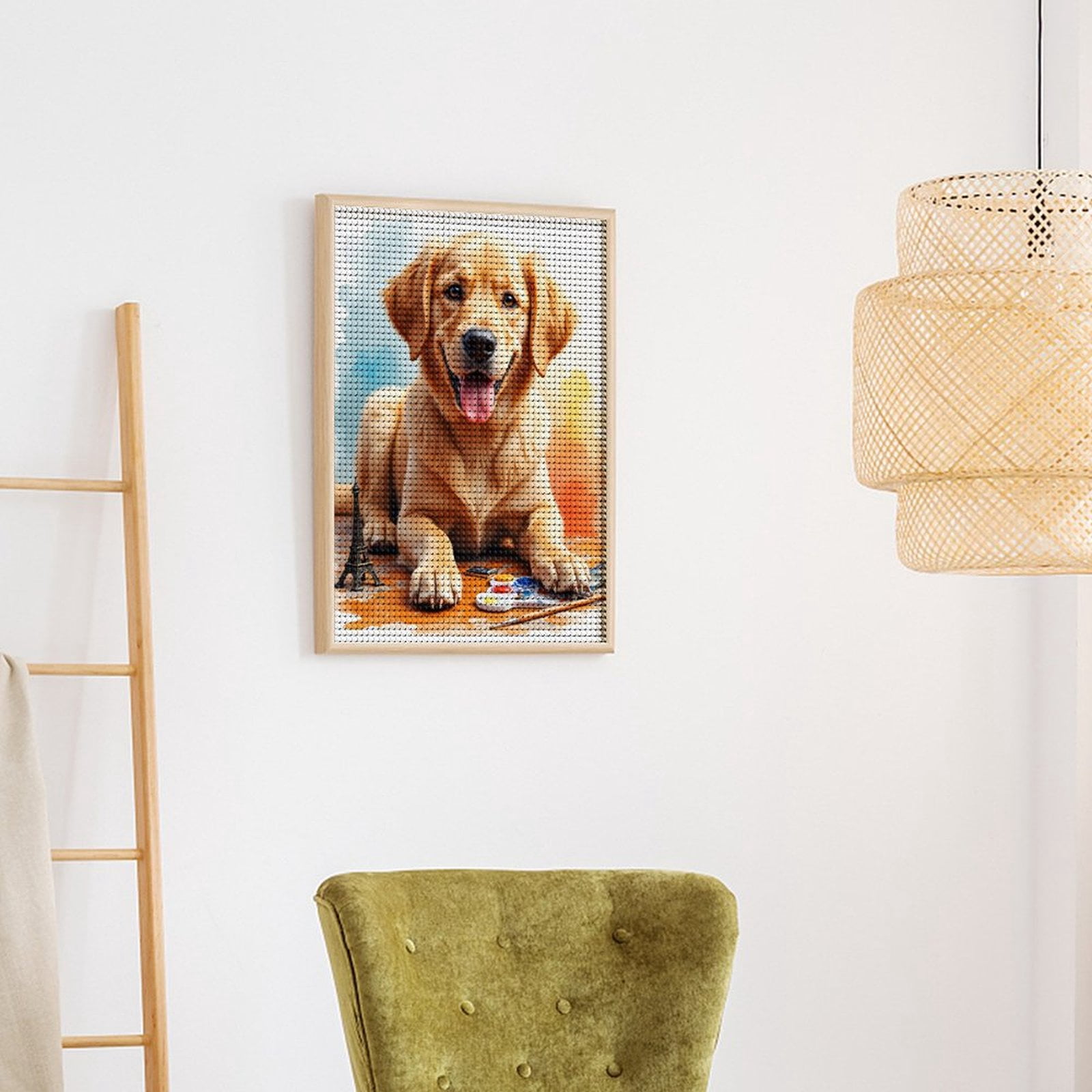 Diamond Art Kits for Adults, Golden Retriever Art Palette Tower 5D Diamond Painting Kits for Adults Beginners, DIY Full Drill Diamond Painting, Gem Art and Crafts 12x16