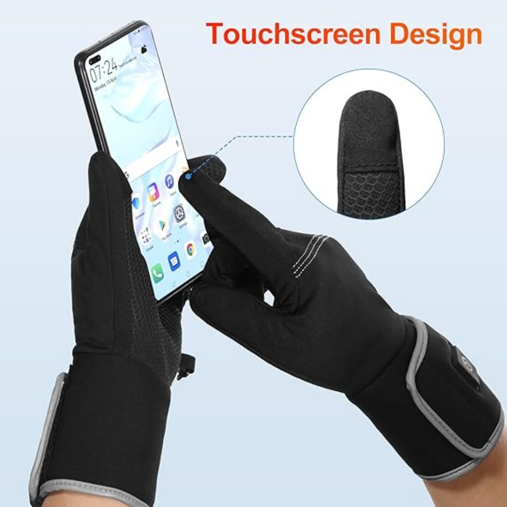 Sun Will Thin Heated Gloves Black Ski Mittens for Men and Women Rechargeable Electric Battery XS-2XL