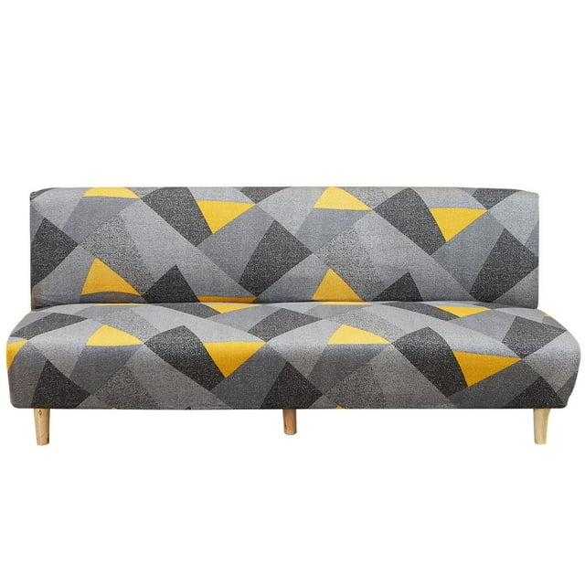 YOPTOP Nouvelle Housse de Futon Sans Accoudoirs Extensible pour Canapé-Lit Pliant, Housse Extensible en Polyester, Tissu Élastique, Housse Tout Inclus, Protecteur de Meuble, 04 Yellow