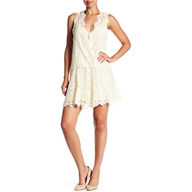 Free People Vestido de cintura baja con corazón en dos para mujer, color blanco roto, pequeño Free People Caída de la cintura