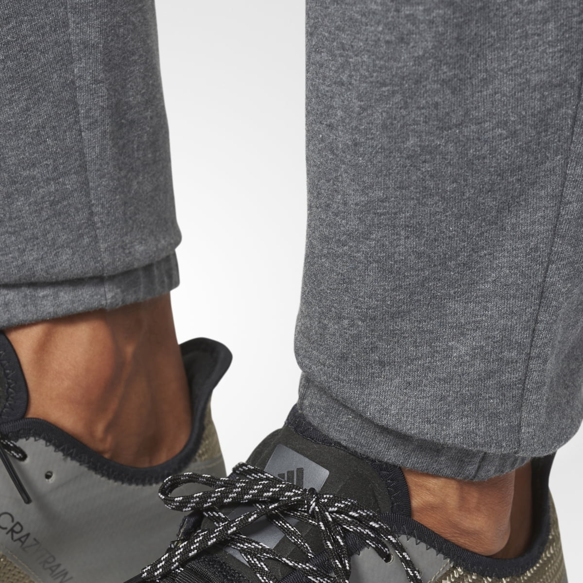Adidas Essentials Performance Logo Pants - Dark Grey Heather/White - Mens -  L